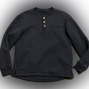 Stanley Navy Blue Sherpa Lined Three-Button Long Sleeve Top. Men’s Size S